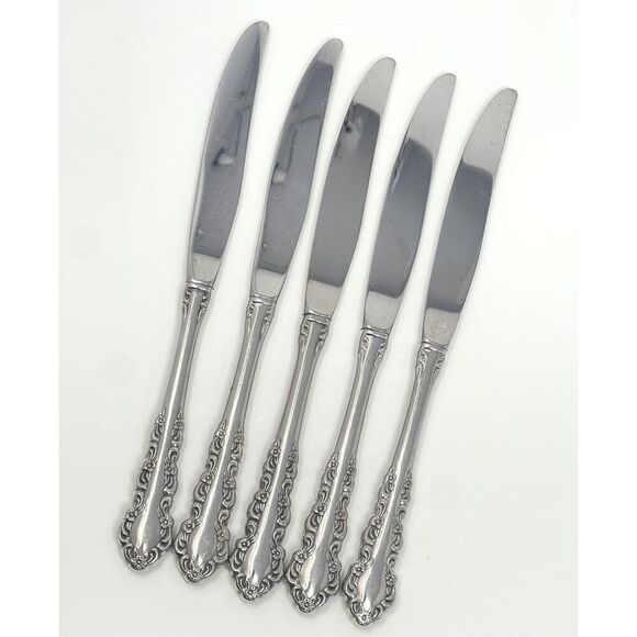 Oneida Shelley Cube USA Stainless Modern Hollow Dinner Knives 9 1/8” Set Of 5 - Picture 1 of 5